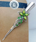 VINTAGE Green Crystal Metal Hair Clip