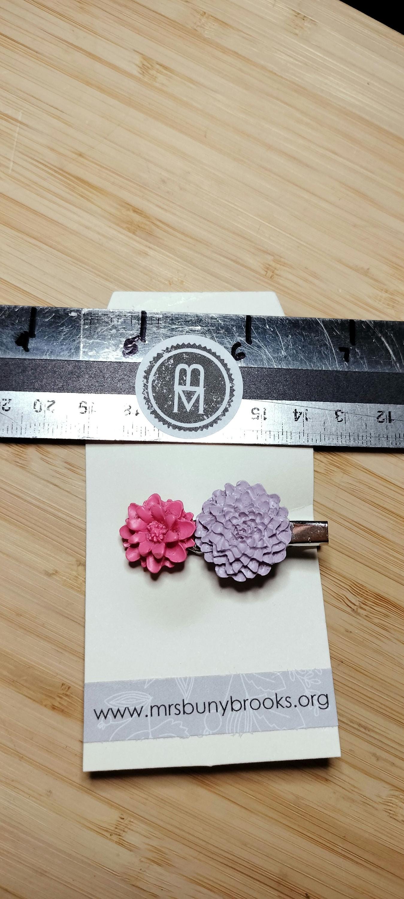 3D double flower hair clip, Lavender & Pink