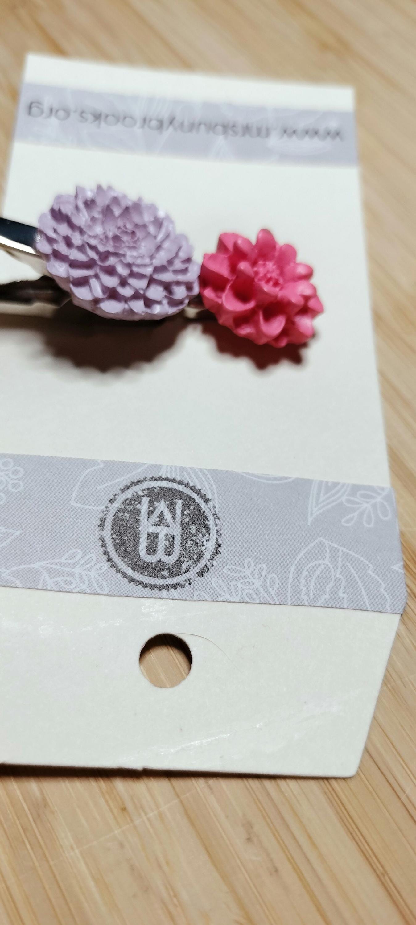 3D double flower hair clip, Lavender & Pink