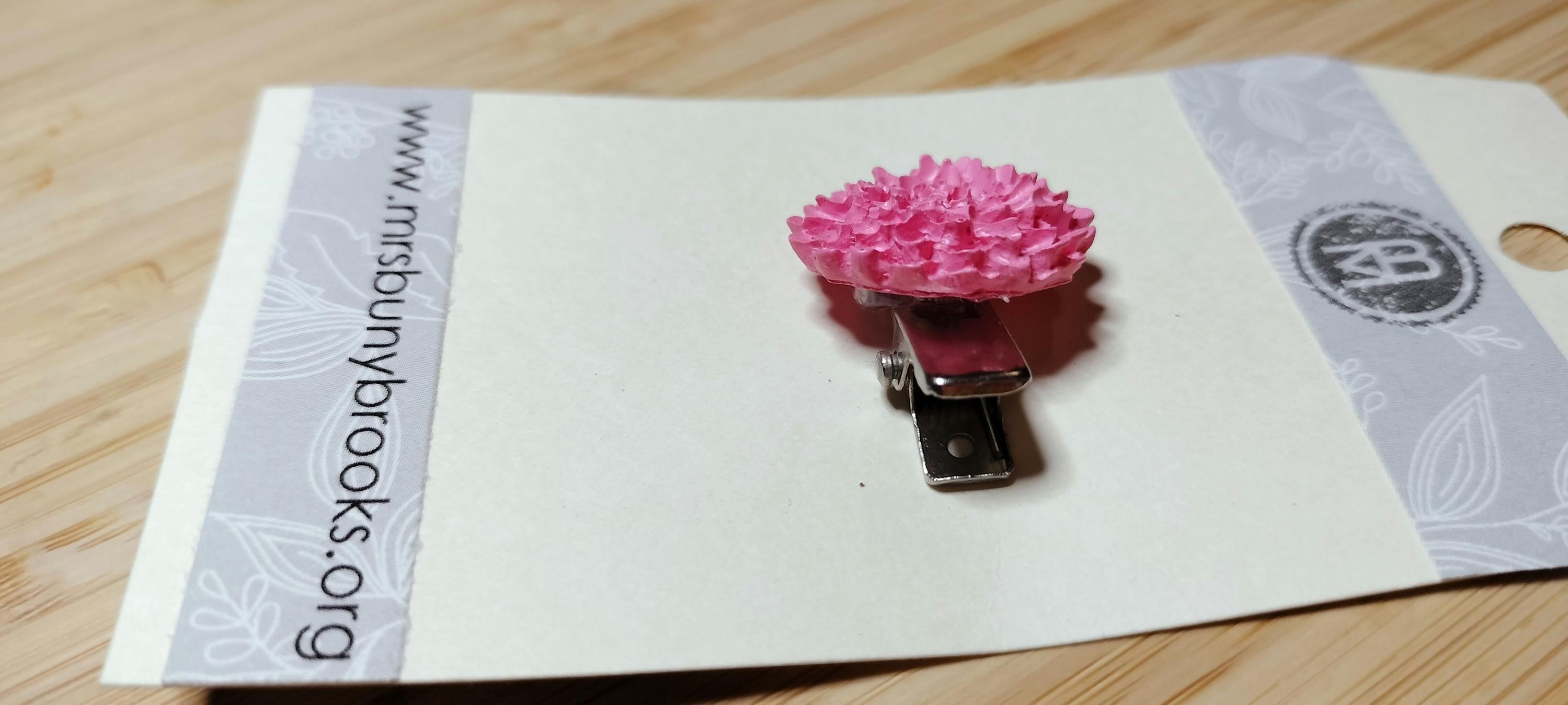 3D Pink Flower Hair Clip