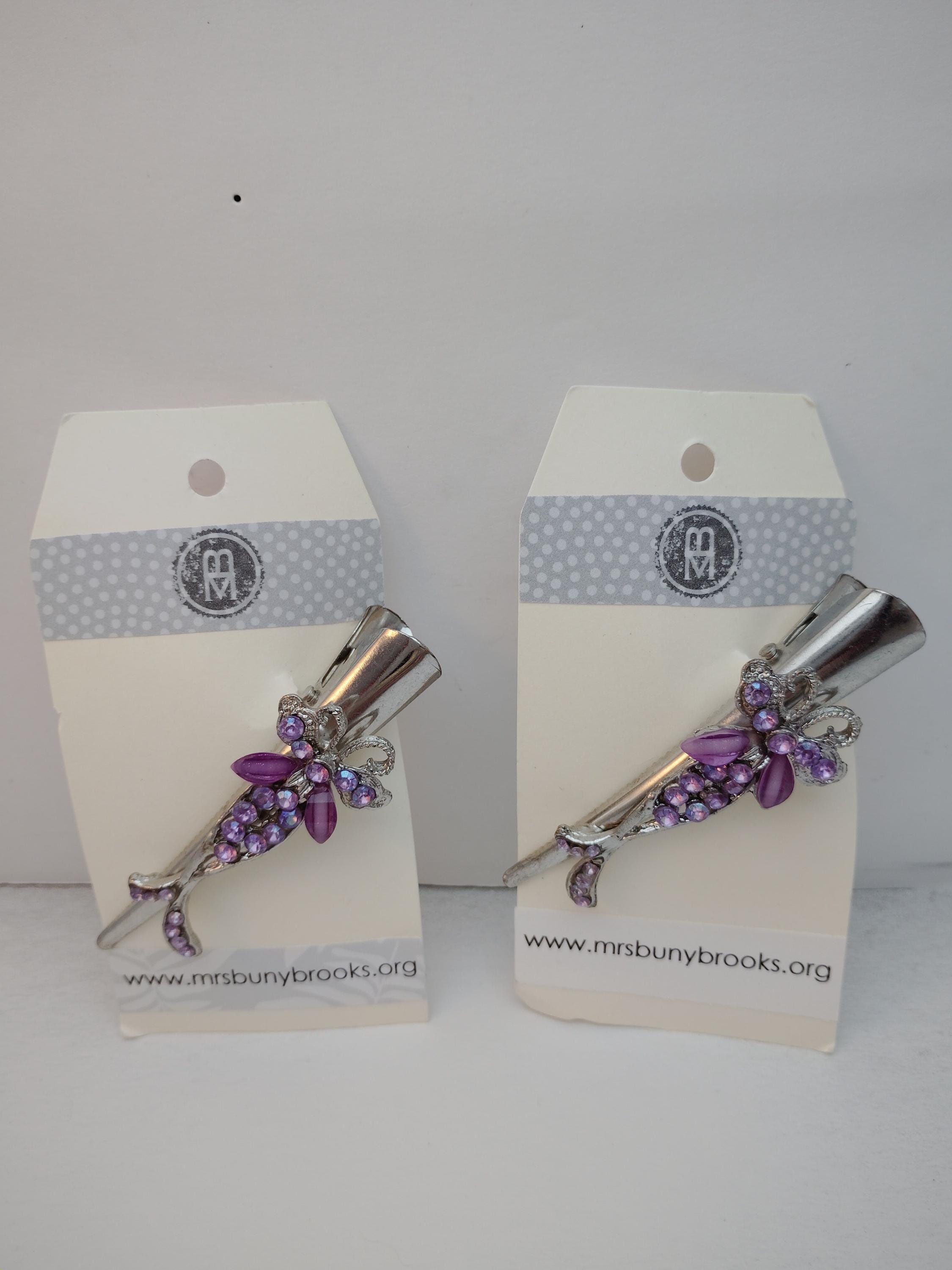 Vintage Purple HAIR CLIP with Crystals