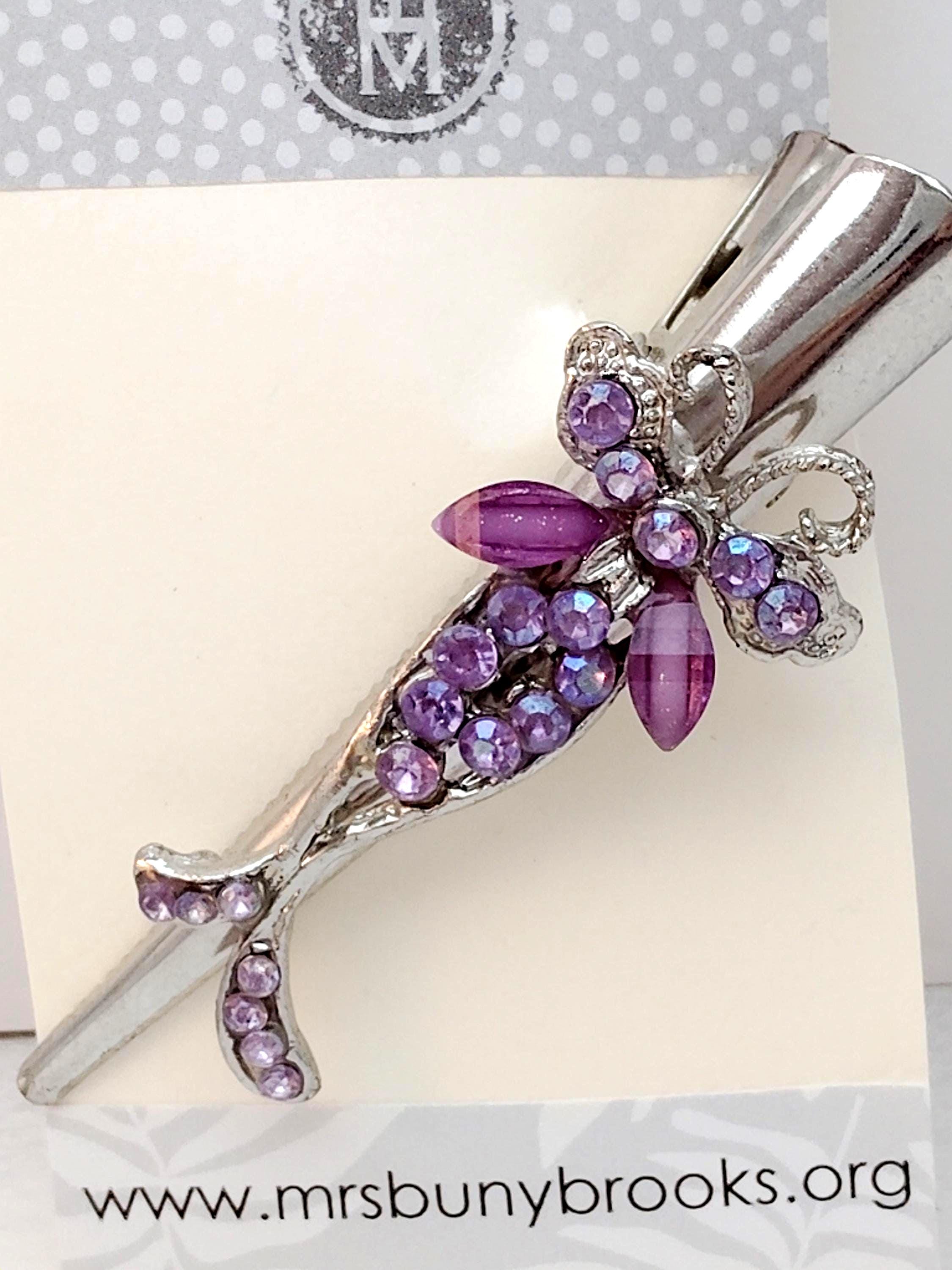 Vintage Purple HAIR CLIP with Crystals